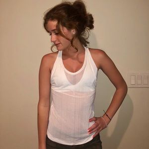 Lululemon white mesh tank with built in bra!